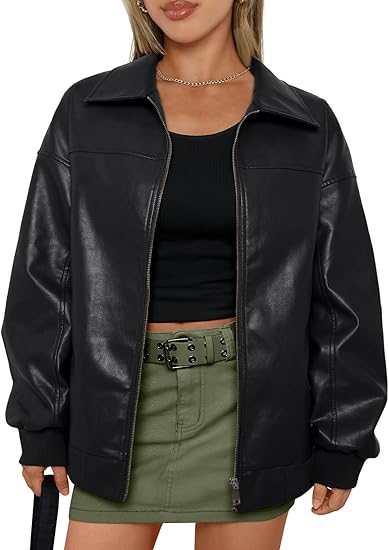 Trendy Oversized Leather Jacket