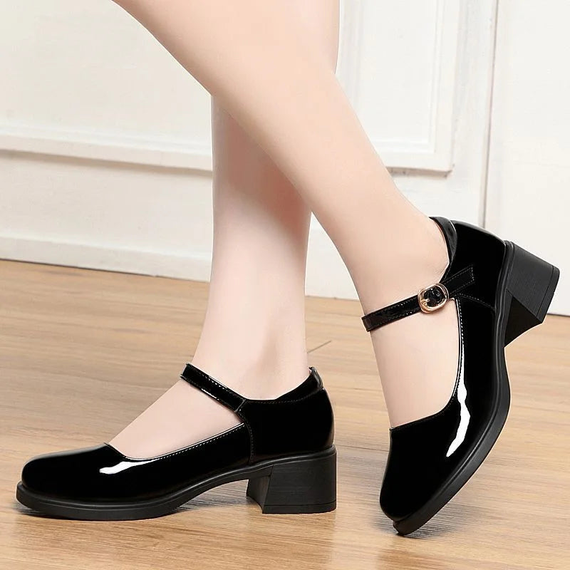 Essential Black Leather Buckle Shoes