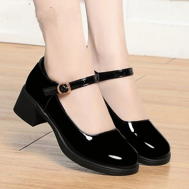 Essential Black Leather Buckle Shoes